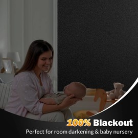 rabbitgoo Blackout Window Film, Sun Blocking Window Privacy Cover for Glass, Removable Opaque Room Darkening Dark Black Out Window Cover Tint Shades for Home Day Sleep Light Blocker 23.6" x 157"