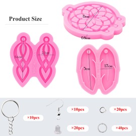 103Pcs DIY Resin Molds Kit Dream Catcher/Feather/Retro Hollowout Shape Silicone Mold Epoxy Earring/Key-Chain Pendant Casting Mould with Silver Earring Hooks/Keychains for Jewelry Making Supplies