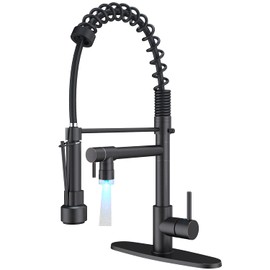 NeierThodore Commercial Pull Down Kitchen Faucet Sprayer with LED Single Handle Spring Sink Faucet with Lock Sprayer High Arc Oil Rubbed Bronze Kitchen Faucets