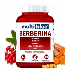 Berberina 60 Cápsulas | Suplemento Alimenticio con Vitamina E, Cúrcuma, Canela y Picolinato de Cromo | Sin Gluten Vegano Keto Friendly | Apoyo Cardiov
