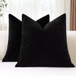 JOTOM Set of 2 Chenille Cushion Covers, Decorative Soft Plain Throw Cushion Cover, Modern Cushion Covers, Sofa Cushion, Decorative Cushion Cover for Living Room, Bedroom, Decoration (60 x 60 cm,