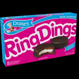 Little Debbie Drake's Ring Dings, 4 Boxes, 32 Individually Wrapped Devils Food Cakes