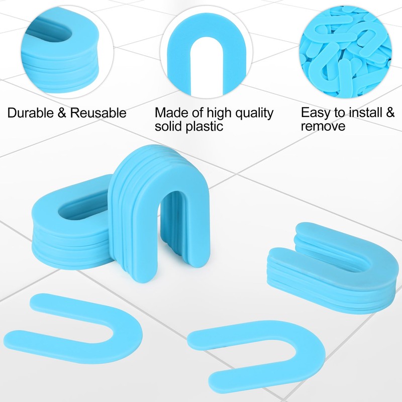 Horseshoe Shims Tile Spacers 1/16 Inch (1.5mm) 200Pcs U-Shaped Plastic