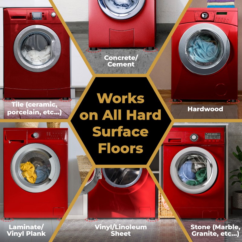 Anti Vibration Pads for Washing Machine with HexaGrip - Stops