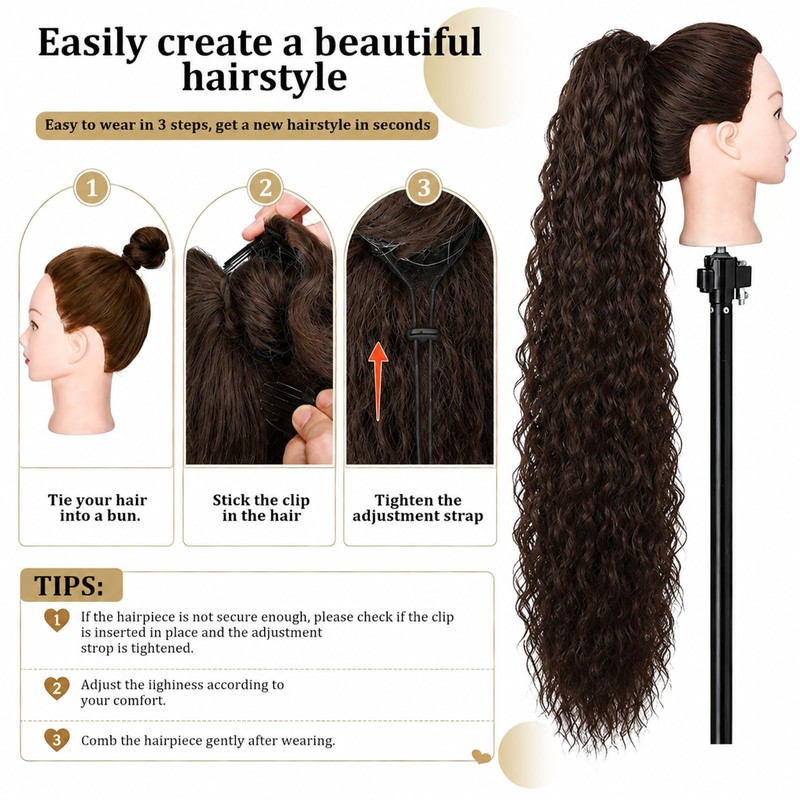LIULINY 90 cm Wavy Ponytail Extension, Ponytail Extension