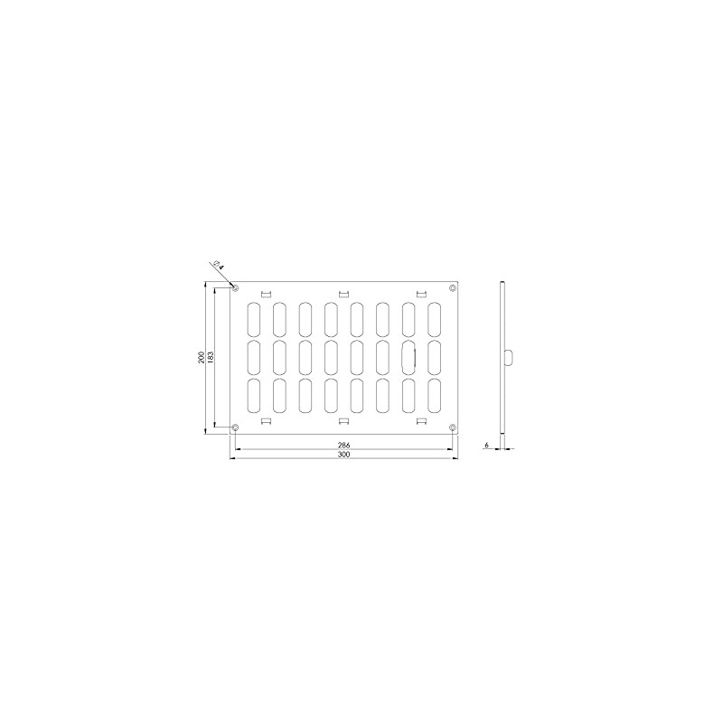 300x200mm (12x8") Sliding Grille Made of Sheet Steel – Black