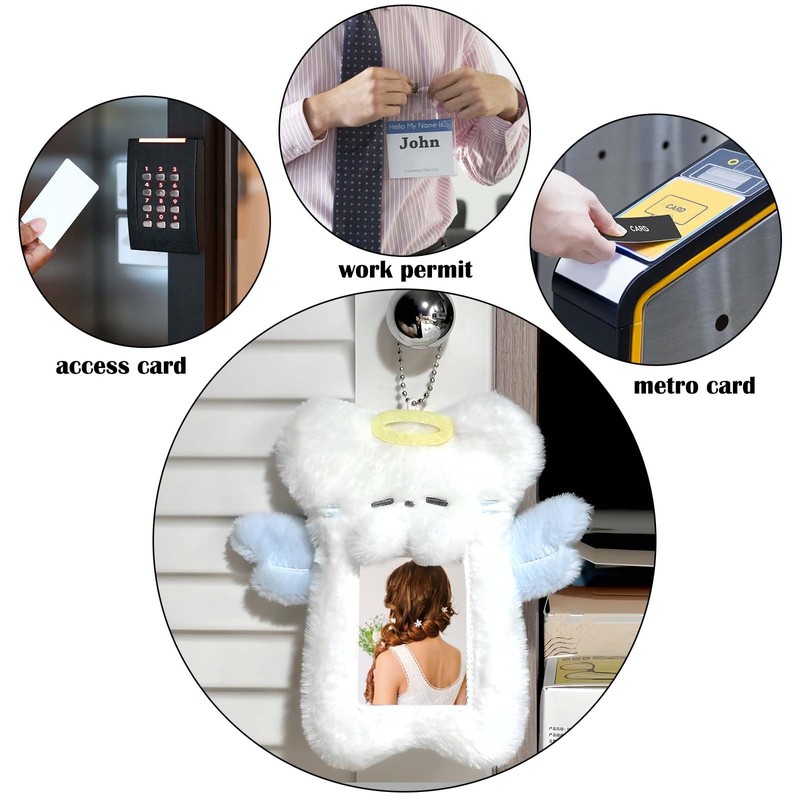 2 Pieces Cartoon Photocard Holder - Plush Rabbit and Cat