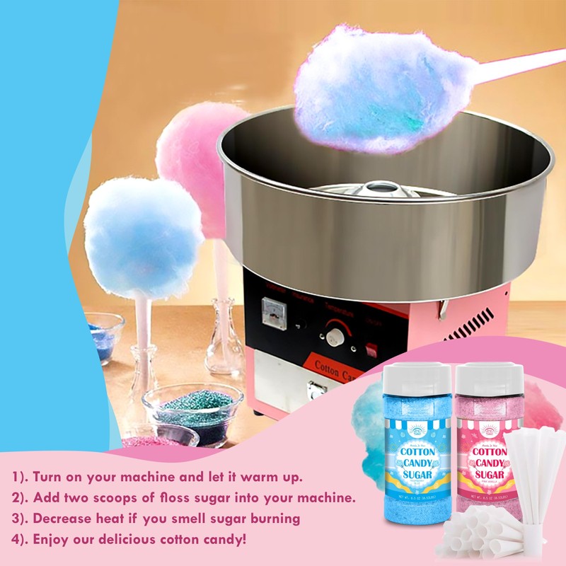 Cotton Candy Floss Sugar Package of ct-(Pink Vanilla, Blue Raspberry