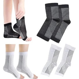 GEXINKEJI 2 Paar Orthopädische Kompressionssocken Plantarfasziitis Bandage Stützsocken Socken Ohne Zehen Plantar Fasciitis Kompressionsstrümpfe Plantar Fasciitis Socken für Herren und Damen XXL