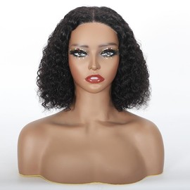 4x4 Glueless HD Wigs Human Hair HD Transparent Glueless Wigs Pre Plucked with Baby Hair 200% Density Kinky Curly Wigs for Black Women:_Natural Colour_10Inches