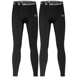 G Gradual Boys' Compression Pants Youth Thermal Base Layer Fleece Tights Sports Basketball Leggings for Boys