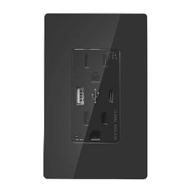 KELEK Contacto Duplex con Salida USB-A y USB-C (Negro)