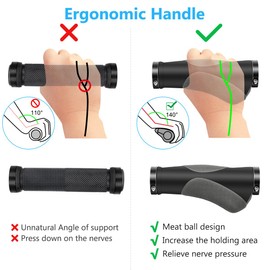 HNOOM Ergonomic Bicycle Grips, MTB Grips, Sporty Handlebar Grips Made of Non-Slip Rubber, Lock-On Bicycle Handlebar Grips for MTB, Trekking Bike, E-Bike, City Bike, Road Bike and Folding Bike