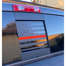 Xinghe for 2016-2023 Toyot@ Tacoma, Rear Middle Window American Flag Decals for Truck, Back Sliding Window Decal, Matte Black USA Flag Decal for Truck Back Window, Waterproof Vinyl, Durable and Easy