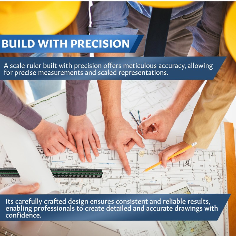 Aluminum Architect Scale Ruler - 30cm Ruler Laser Etched Triangle