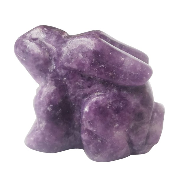 Manekieko Natural Purple Lepidolite Bag Carved Rabbit Statue, 38 mm Crystals and Healing Stones Figures Gemstone Collectibles Decor