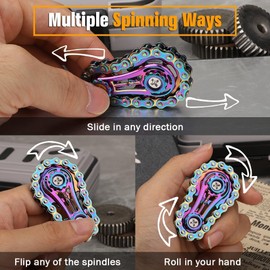 Zahnräder Fidget Kette, Coole Montage Fidget Spinner Ring Spielzeug für Kinder Erwachsene, Metall Fidgeting Fahrrad Kettenräder Würfel, EDC Neuheit Stress Relief Hand Spinner Kinetisches Geschenk