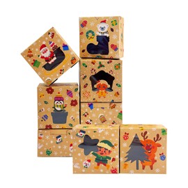 qiqee Christmas Shoes Bakery Boxes with Window 60pcs 4x4x2.5 Mini Cookie Boxes Macaron Boxes Small Donut Pastry Boxes for Christmas