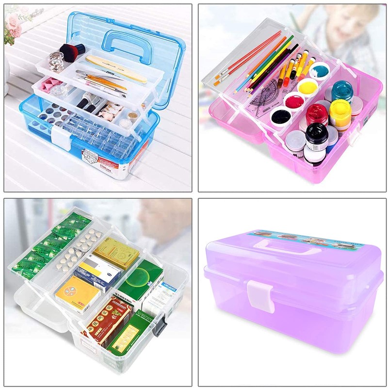 Craft Caddy Box Plastic Cantilever Box 3 Tray Art and