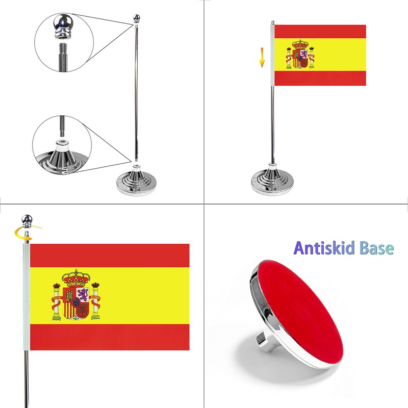 WXTWK 2 Pack Spain Flag Spanish Desk Flag Small Mini