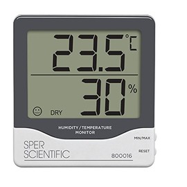 Sper Scientific Digital Humidity Temperature Monitor 800016 - Indoor Outdoor Hygrometer Thermometer with Large Dual Display & Min/Max Tracking for Labs, Greenhouses, Warehouses & More