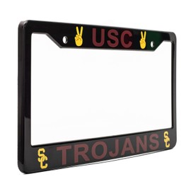 EliteAuto3K USC Trojans Victory License Plate Frame Cover – Black – 12.25” x 6.25” - Ideal Gift for Sports Fans & Supporters – Slim Design