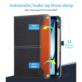 DLveer Dlveer Case for iPad Air M3 M2, Air 6th Generation 11 inch(2025/2024) and Air 5th/4th 10.9 inch(2022/2020) Soft Tpu Leather Cover with Pencil Holder,Multiple Angles, Auto Wakeup Function,Pocket