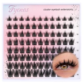 Fyonas Lash Clusters Manga Eyelash Clusters 88Pcs D Curl Cluster Eyelash Extensions Natural Look Volume Individual Lahes 8-16mm Spiky Lashes Clusters Fairy Look (Sunrise)