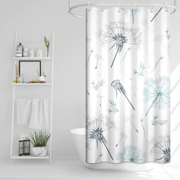 Ruelvth Stall Shower Curtain, Green and Grey Dandelion Shower Curtain