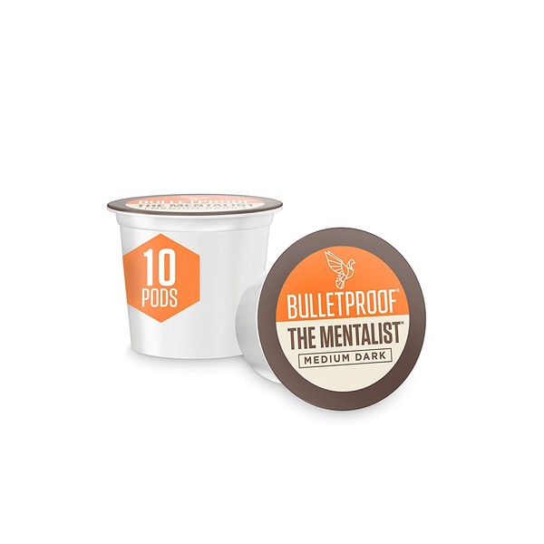 Bulletproof The Mentalist Coffee Pods, Medium Dark Roast, 10 Count, Compatible with Keurig and Keurig 2.0, Medium Dark Roast
