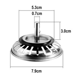 ebuyerfix Kitchen Sink Strainer Plug, Stainless Steel Sink Protector Waste Stopper, Drain Waste Plug Kitchen Sink Filter Strainer Stopper Waste Plug 7.9cm
