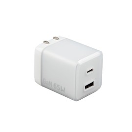 GOLNY GL-AC65A-AC1-WH Type-C USB-A Charger, 2 Ports, PD65W, PSE Certified, White