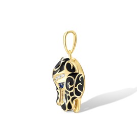 Santuzza 925 Sterling Silver Enamel Black Panther Pendant Blue Nano Cubic Zirconia Leopard Pendant for Women