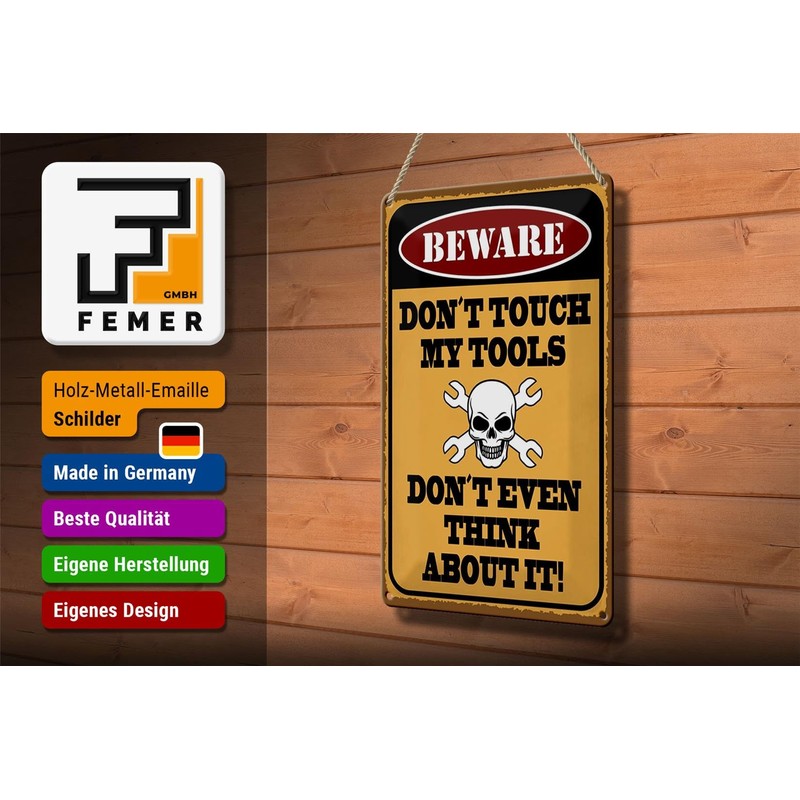 FEMER Tin Sign with Saying 20 x 30 cm Beware