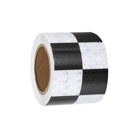 MECCANIXITY Reflective Tape, 2 Inch x 16 ft Self-Adhesive Trailer Reflector Tape Warning Safety Sticker Night Reflectors for Cars Trucks, Black White