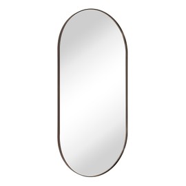 TEHOME Oil Rubbed Bronze 20x40'' Oval Mirror Dark Bronze Capsule Pill Shaped Bathroom Vanity Mirror 40 x 20 inch Oblong Metal Framed Mirror in Stainless Steel