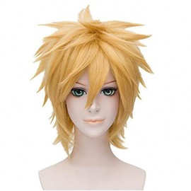 Uzumaki Naruto Cosplay Wig, Heat Resistant, Full Wig, Popular, Cosplay Costume, Costume Accessories, School Festivals, Cultural Festivals, Halloween, Masquerade, with Net (Uzumaki, Naruto (Gold))