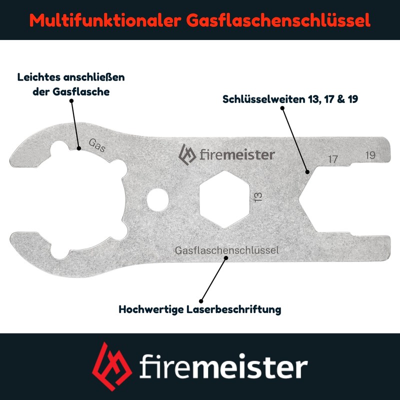 firemeister Stainless Steel Gas Bottle Key, Multi Function Gas Bottle