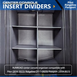 RUNROAD Center Console Organizer for Honda Pilot (2016-2022)/ Ridgeline (2017-2023)/ Passport (2019-2023) Accessories, Armrest Box Insert Dividers