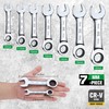 SK Stubby Ratcheting Wrench Set, Combination Wrench Set, 7-Piece, Metric,