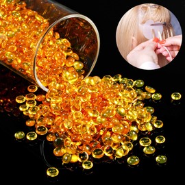 Maitys 200g 4000 Pcs Keratin Granule Beads Hair Extension Keratin Glue Granule Pellet Granule Bead Hot Fusion Extensions Keratin Glue Tips for Hair Extension Nail Design(Yellow)
