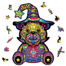 OSDUE 100 PCS Bear Wooden Jigsaw Puzzle100, Unique Animal Shape Puzzle Pieces100, 3D Colorful Bear Puzzle, Wooden Puzzle for Adults and Kids Family Game Play Collection Best Gift (Bear, 16 * 23.4cm)