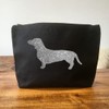 Dachshund Make Up Bag, Black Canvas Cosmetic Bag, Dachshund Lover