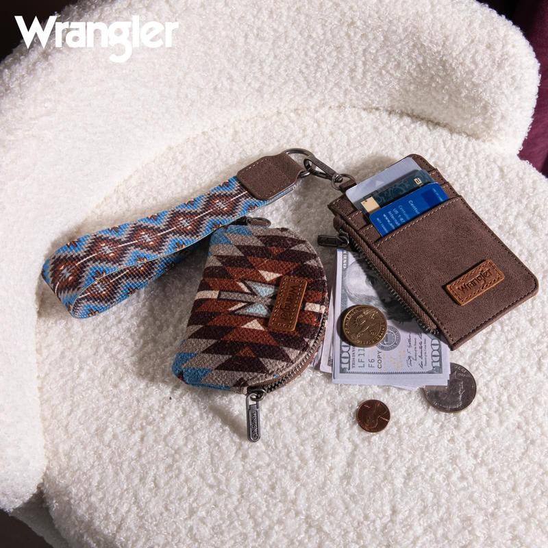 Wrangler Aztec Keychain Wristlet Wallets Western Dual Pouch Wristlet Credit