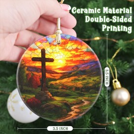 Cross Christmas Ornament, 3.5 Inch Ceramic Christmas Hanging Ornament, Cross Ornament, Christmas Tree Ornaments, Gifts for Christmas, Holiday Presents, Gift Exchange