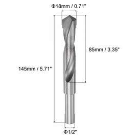 sourcing map 18mm Reduced Shank Cemented Carbide Twist Drill Bits for Hardened Steel Stainless Steel, 1/2 Inch Straight Shank