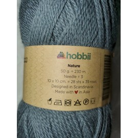 Hobbii NATURE 100% Organic Wool Yarn #15 Steel Grey 50g 230m.