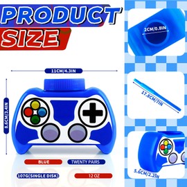 8HREST 24 Pcs Plastic Video Gaming Party Favor Gift Supplies Cups with Straw and Lid,12oz Game Themed Birthday Party Video Game Shape Drink Cups for Boy (blue)