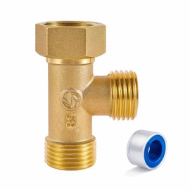 XNTONG 1/2" Brass Tee, Brass 3-Way Shower Diverter Valve, 1/2" Male x 1/2" Male x 1/2" Female Tee, 1/2" Tee for Shower Arm, Angle Valve, Bidet, and Sprayer Hose Applications