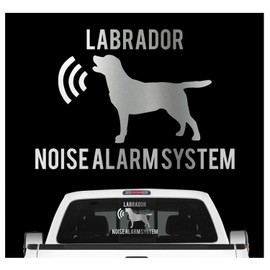 siviwonder Labrador Noise Alarm System Car Sticker Dog Foil Labby Retriever Lab Colour Metallic Silver Size 10 cm
